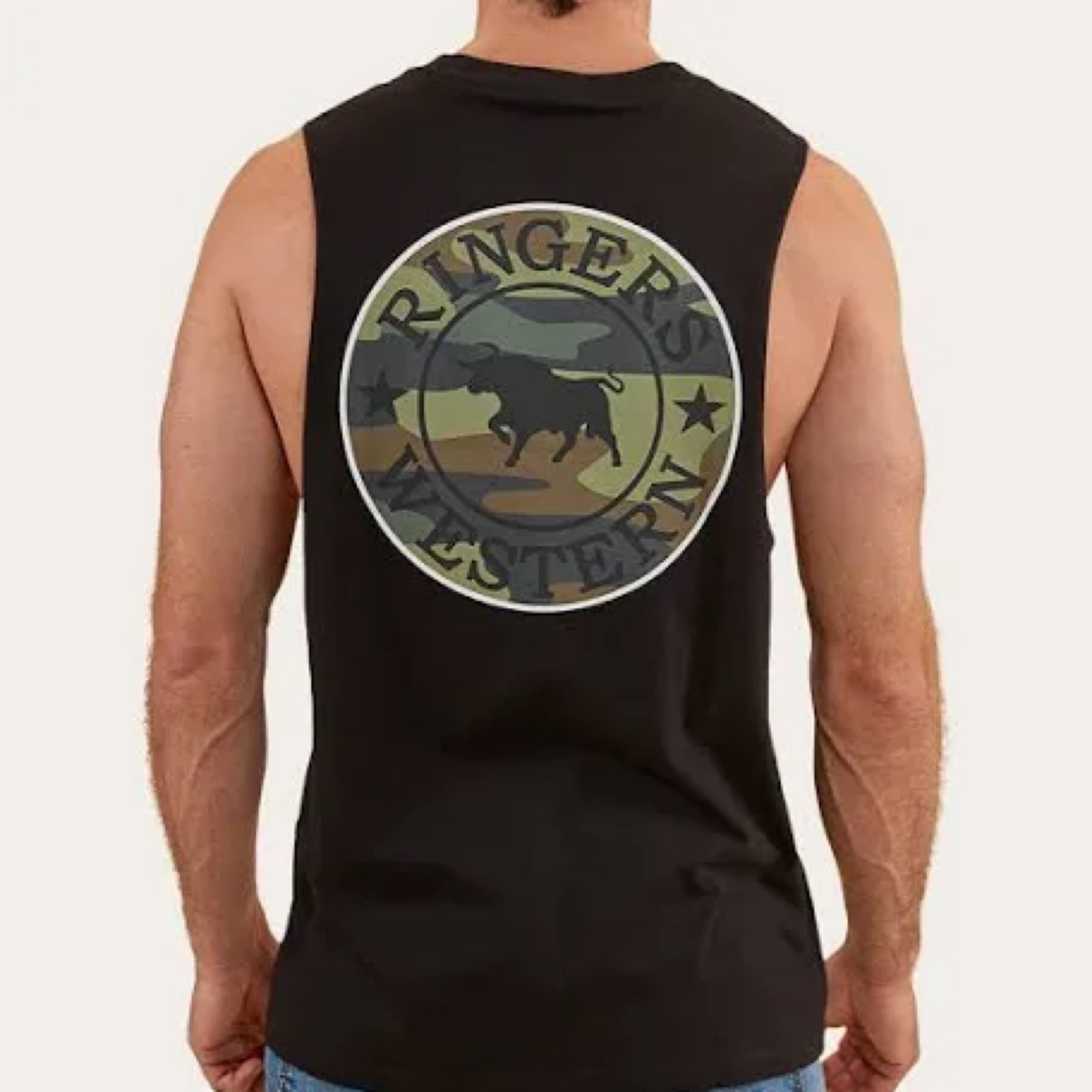 Signature bull Mens muscle tank black/camo | OurCountryStore